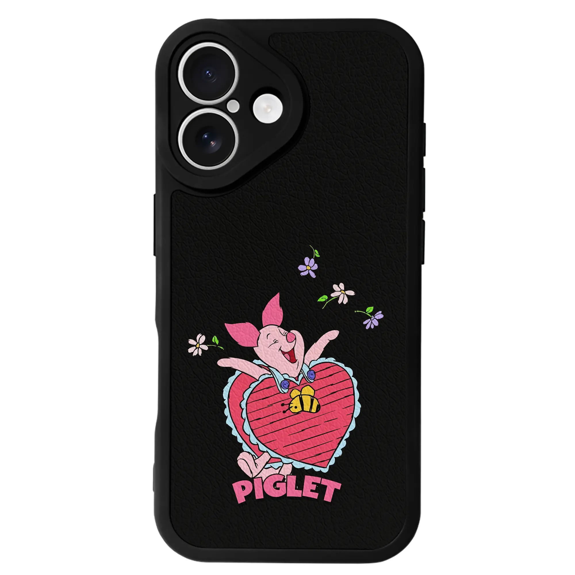 プーさん グッズ ピグレット - IPhone 16シリーズ対応 ・ シリコンスマホケース ・ レザー調 ・ 高精度フィット ・ 耐衝撃 ・ ワイヤレス充電対応 ・ 精密カット